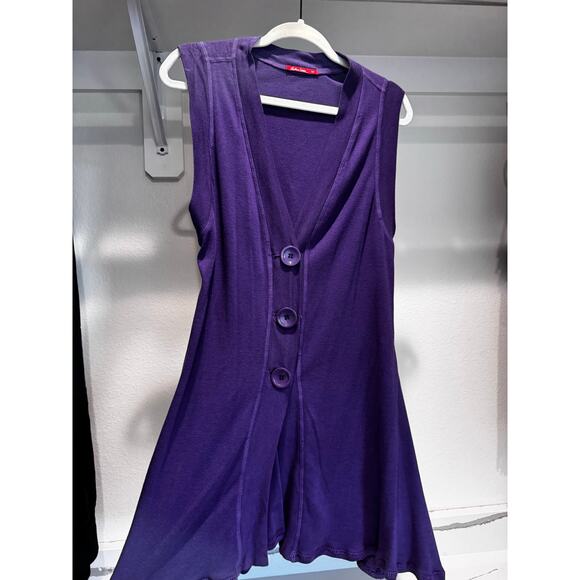 Barbara Lesser Women's Longline Button Up Tank Cardigan Adjustable Size Medium‎ - Picture 3 of 9